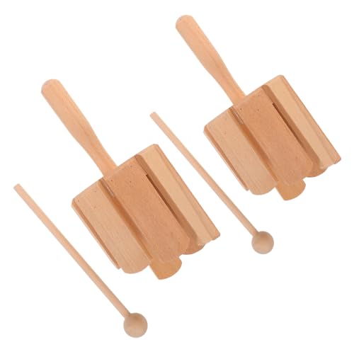 HANABASS 2 Stück Orff Instrument Holzschlagzeug mit Schlägel für Kleinkinder Sicheres Robustes Percussion zur Frühen Musikalischen und Rhythmusentwicklung von HANABASS