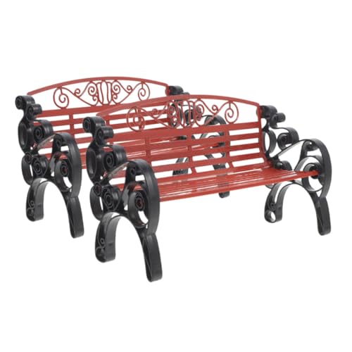 HANABASS 2 Stück Parkstuhl Modell Kleine Dekoration Miniatur Modell Malbank Mini Parkbank Modellbänke Mini Bank Gartensitz Winzige Möbel Für Puppenhaus Outdoor Braune Abs von HANABASS
