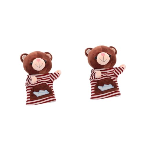 HANABASS 2 Stück Plüsch Handpuppe Tiermotiv Gestreifter Bär Langlebiges Kuscheltier für Interaktives Erzählspielzeug für Eltern Junge Mädchen Aktivitäten und Raumdekoration von HANABASS