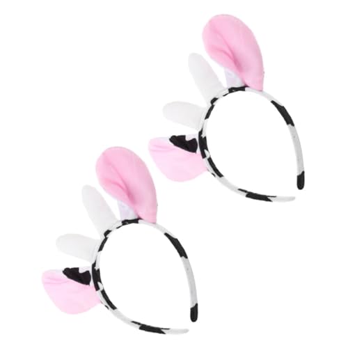 HANABASS 2 Stück Plüsch Kuh Ohren Haarreif Weiches Kostüm Accessoire Verstellbar für Damen Halloween Weihnachtsfest Cosplay Party Haarband von HANABASS