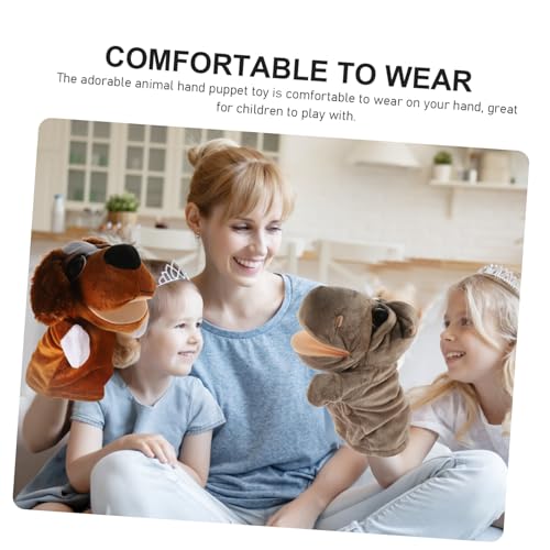 HANABASS 2 Stück Plüsch Tierhandpuppen Handgefertigte Stofftier handpuppen mit Beweglichem Mund Weiche Kuscheltiere für Eltern Junge Mädchen Interaktion Erzähl Rollenspielzeug von HANABASS