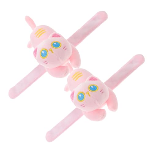 HANABASS 2 Stück Plüscharmband Tierarmbänder Partyarmbänder Partyspielzeug Klopfarmband Ausgestopftes Katzenarmband Partygeschenke Plüsch Schlagarmband Partyzubehör Katzenmusterbänder Pp von HANABASS