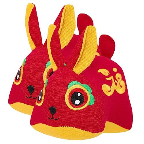 HANABASS 2 Stück Plüschkaninchen Glücksbringer für Jahr des Hasen Kuscheltier Deko für Zuhause Lebensechte Hasenpuppe für für Freunde und Familie von HANABASS