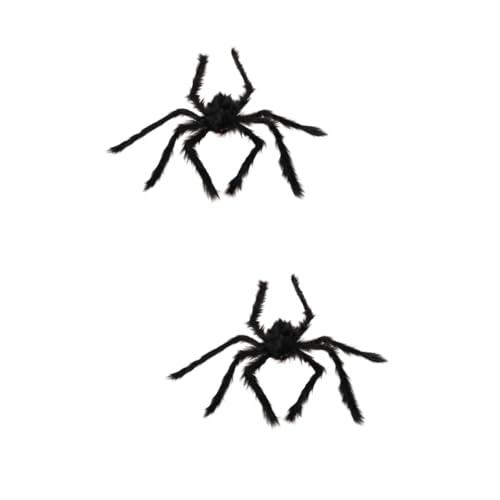 HANABASS 2 Stück Plüschspinnenspielzeug Halloween riesige Spinnennetzdekorationen weiche haarige gruselige Spinne Dekorate Geisterspinne Spinnen Plüschtiere Schwarz von HANABASS