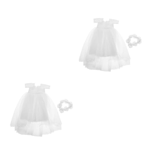 HANABASS 2 Stück Puppen Hochzeitskleid Weißes Brautkleid mit Spitzenakzenten Polyester Brautjungfernkleid für Puppen Sammler und Prinzessin Spielkleidung von HANABASS