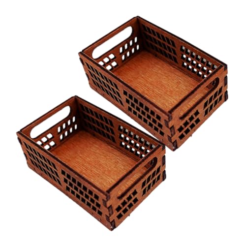 HANABASS 2 Stück Puppenhaus-Aufbewahrungsbox klein Korb Miniaturen verscho flurmöbeln The House mikrowe Puppenstube Mini Deko Miniaturornament Mini Körbe Puppenmöbel Mini-Körbe-Modell Holz von HANABASS