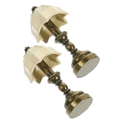 HANABASS 2 Stück Puppenhaus Mini Retro Tischlampe Puppenhauszubehör Puppen Puppenhaus Miniaturmöbel Puppenhausbeleuchtung Puppenhaus Tischlampe Miniatur Tischlampe Kleinkinderbett Weiß von HANABASS