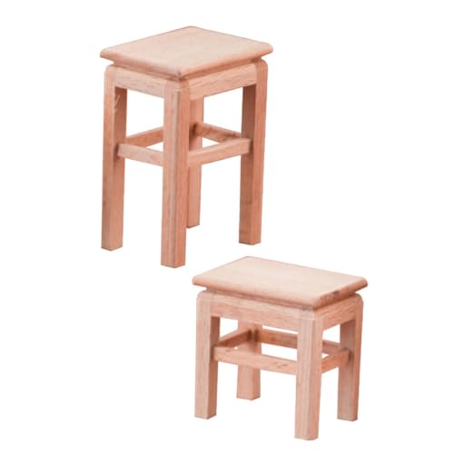 HANABASS 2 Stück Puppenhausdekoration Kleine Holzmöbel Mini-holzsitz Mini Kleiner Sitz Miniatur-stuhlfiguren Hölzern von HANABASS