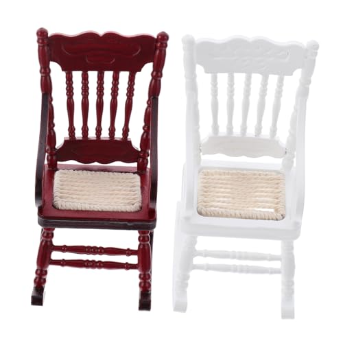 HANABASS 2 Stück Puppenhausmöbel Modell Mini Stuhl Puppenhausmöbel Modell Puppenhäuser Einrichtung Puppenhaus Schaukelstuhl Miniaturstuhl Mini Hausmöbel Schaukelstuhl von HANABASS
