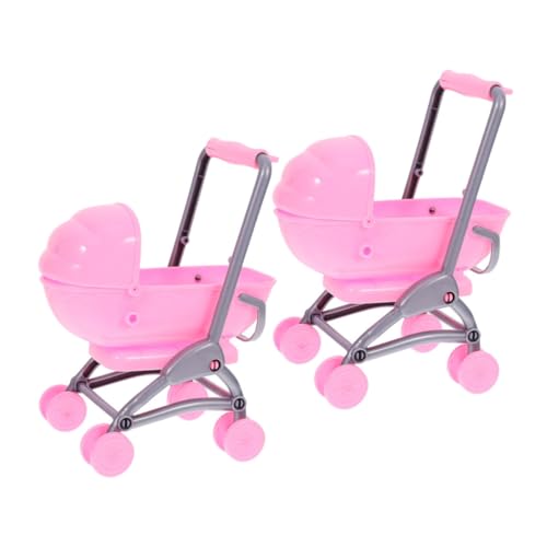 HANABASS 2 Stück Puppenwagenspielzeug Babypuppe Kinderwagen vorgeben Tell dir vor, zu Babyspielzeug Spielzeugwagen Kleinkindspielzeug Mädchen Abs Rosa von HANABASS