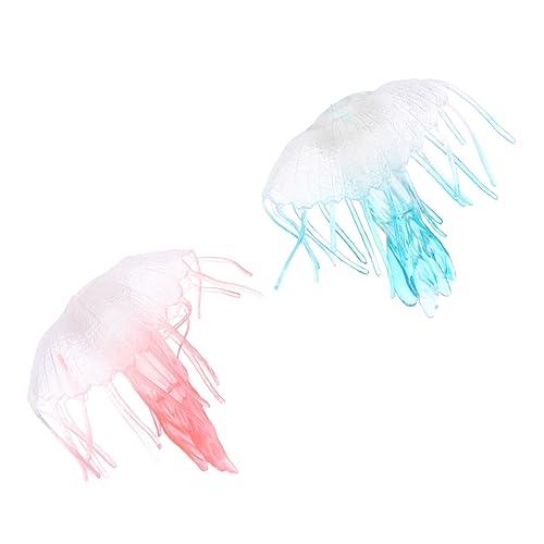 HANABASS 2 Stück Qualle Quallen kognitives Simulation von Tierspielzeug Modell eines Meeresbewohners Qualle Modelle Simulationsqualle Plastik rot von HANABASS