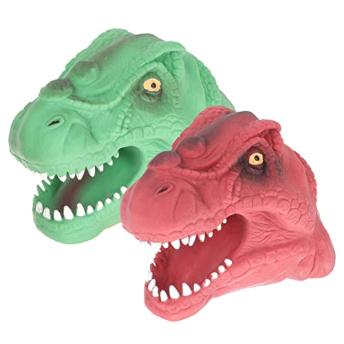 HANABASS 2 Stück Realistische Dinosaurier Fingerpuppen Teilig Interaktive Handpuppen für Strapazierfähiges Kunststoffspielzeug für Storytelling und Eltern Junge Mädchen Spiel Grün und Rot von HANABASS