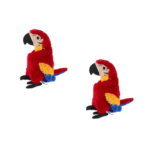 HANABASS 2 Stück Realistisches Plüschpapagei Weiches Kuscheltier Rotes Vogel Kreatives Partyaccessoire Sanftes von HANABASS