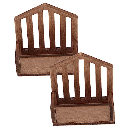 HANABASS 2 Stück Regal ablagekörbe kühlkorb einkaufskorb Geschenkeidee weinachtsgeschenke kinderknallzeug Miniaturen zum Basteln Miniaturornament Puppenhaus Wandregal Holz Brown von HANABASS