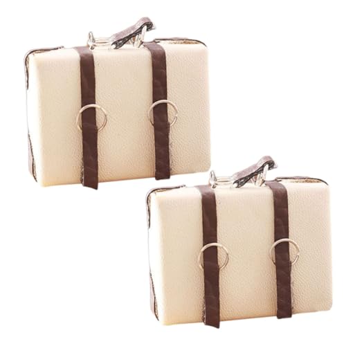 HANABASS 2stücke Miniatur Koffer Pu Reisekoffer Für Puppenhaus Realistische Mini-Suitcase Deko Vielseitige Aufbewahrung Für Puppen Und Miniatur-reiseaccessoires von HANABASS