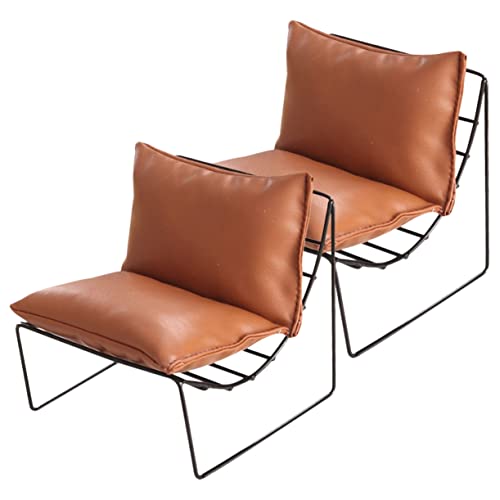 HANABASS 2 Stück Schmiedeeisensofa -Stuhlmodell Mini-Möbelmodell Miniatur-Stuhlmodell Mini-Hausstuhl Puppenhaus Möbel Miniaturmöbel Ministuhl für Puppe Legierung Light Brown von HANABASS