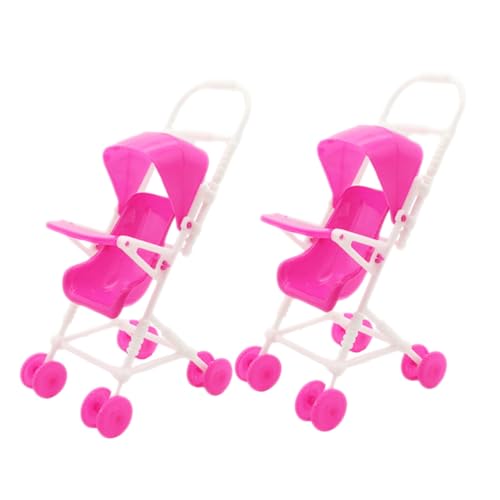 HANABASS 2 Stück Simulationswagen Kind Sitz Puppenbaby realistisch Puppenwagen Spielhauszubehör Kleiner Spielzeugtreuchär -Kutschen Plastik Rosig von HANABASS