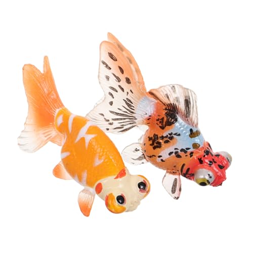 HANABASS 2 Stück Simulierte Goldfischfiguren Realistische Plastikspielzeuge für Aquariumdekoration Pädagogische Meeresbewohner Modelle Förderndes Beobachtungsspielzeug von HANABASS