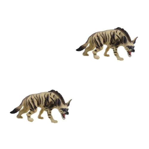 HANABASS 2 Stück Simuliertes Hyänenmodell Pädagogisch Wildtierfigur Langlebig Robust Fördernd Sicher für Jungen Mädchen Lernspielzeug Sammlerfiguren von HANABASS