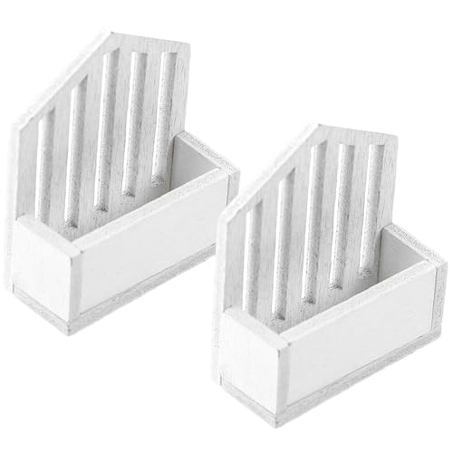 HANABASS 2 Stück Spielspielzeug vorgeben bescherung Weihnachten weinachts Puppenhaus Regal Mini- winziges Mini-Ornamente zum Basteln Fotografie-Modellregal Holz Weiß von HANABASS