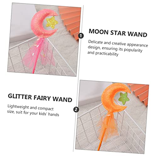HANABASS 2 Stück Teiliges Glitzer Zauberstab mit Mond und Stern Design Leuchtend aus Strapazierfähigem für Kinderkostüme Fantasievolles Verkleiden und Einzigartige Fotomotive von HANABASS