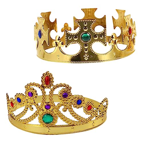 HANABASS 2 Stück Teiliges Goldene Partykrone mit Juwelen für Geburtstagsfeiern Karneval und Kostümpartys Kreuzkrone und Königinnenkrone für Jungen und Mädchen HANABASS 2 Stück Teiliges Goldene Partykrone mit Juwelen für Geburtstagsfeiern Karneval und Kostümpartys Kreuzkrone und Königinnenkrone für Jungen und Mädchen von HANABASS