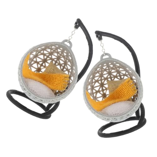 HANABASS 2stücke Miniatur-hängesessel Für Puppenhäuser Winziger Schaukelstuhl Mini-schaukelstuhl Aus Puppenhaus-Ornament Miniatur-Stuhl Für Modelldekoration Kleine Möbel Für Puppenhaus-DIY von HANABASS