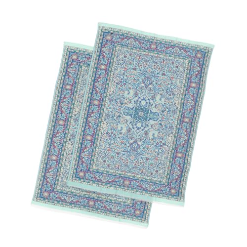 HANABASS 2 Stück Teiliges Miniatur Teppichset Puppenhaus Vintage Floral Print Rechteckiger Möbel Teppich Für Kreatives Spiel Zubehör von HANABASS