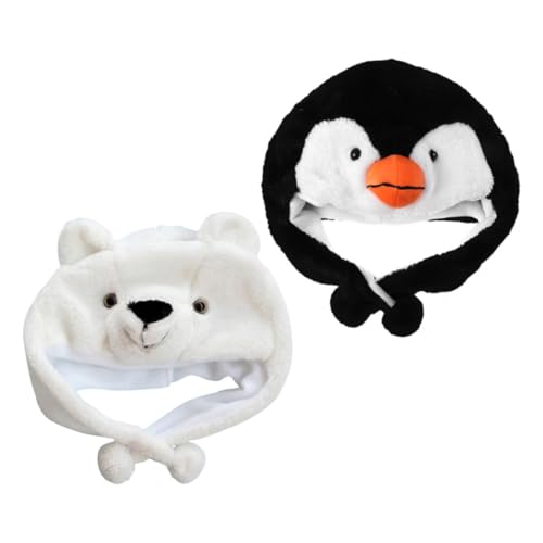HANABASS 2 Stück Teiliges Plüsch Tiermütze mit Niedlichem Pinguin und Weißbär Kuscheliges Hautfreundliches Material Elastisch und Atmungsaktiv für Halloween Karneval und Kalte Jahreszeiten HANABASS 2 Stück Teiliges Plüsch Tiermütze mit Niedlichem Pinguin und Weißbär Kuscheliges Hautfreundliches Material Elastisch und Atmungsaktiv für Halloween Karneval und Kalte Jahreszeiten von HANABASS