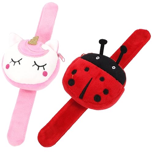 HANABASS 2 Stück Tier Slap Armband mit Geldbörse Kuscheltier Slap Bracelet für Lustiges Partyspielzeug für Dschungel und Geburtstagsfeiern Komfortables Tragbares Design von HANABASS