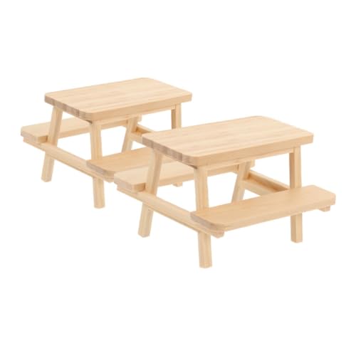 HANABASS 2 Stück Tisch Und Stuhl Puppenhaus Miniatur Einteiliger Tisch Möbel Garten Din Zubehör Versorgung Picknick Zubehör Kaffee Puppenhaus Dekoration für Spielzeuglandschaft im Landhausstil von HANABASS