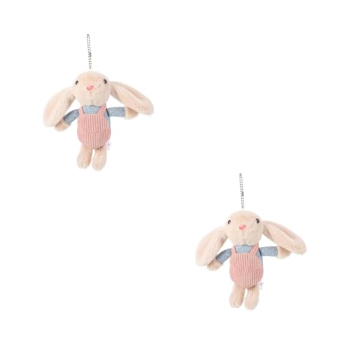 HANABASS 2 Stück Weiches Plüsch Kaninchen Schlüsselanhänger Kuscheltier mit Niedlichen Latzhosen für Junge Mädchen Mädchen Flauschiges Langohriges Hasen Stofftier Cartoon Puppe Tasche Charm von HANABASS
