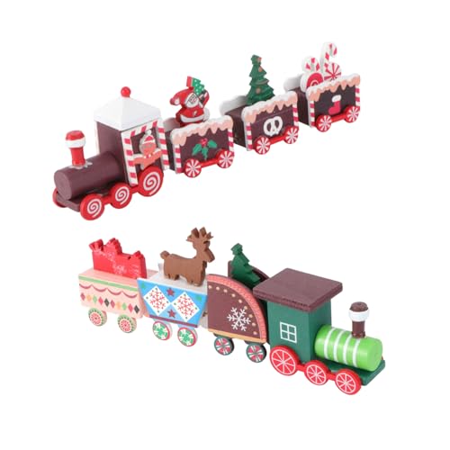 HANABASS 2 Stück Weihnachtliche Holz Zug Deko Tischdekoration Umweltfreundlich Lernspielzeug Festliche Xmas Ornament HANABASS 2 Stück Weihnachtliche Holz Zug Deko Tischdekoration Umweltfreundlich Lernspielzeug Festliche Xmas Ornament von HANABASS