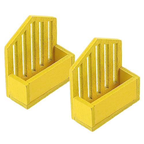 HANABASS 2 Stück Winzig Miniatur Zubehör Mini-regaldekor Puppenmöbel Mini-Regal Zum Basteln Mini Regal Fotografie-modellregal Mini-Ornamente Zum Basteln Holz Yellow von HANABASS