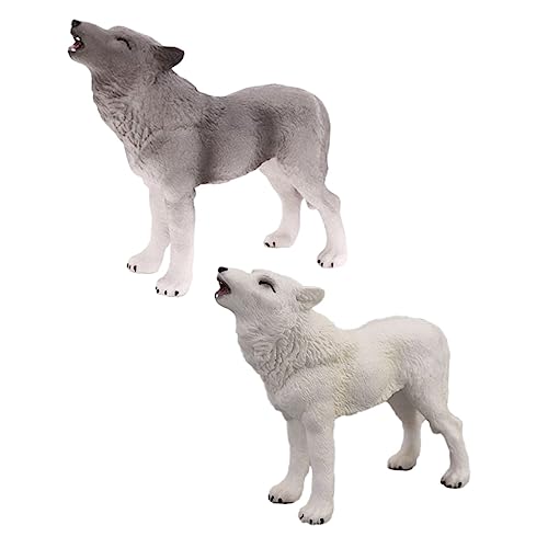 HANABASS 2 Stück Wolf Figuren Modellspielzeug Realistische Dekoration für Miniaturgärten Lernspielzeug für Tierbewusstsein HANABASS 2 Stück Wolf Figuren Modellspielzeug Realistische Dekoration für Miniaturgärten Lernspielzeug für Tierbewusstsein von HANABASS