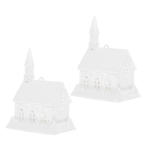 HANABASS 2 Stücke Weiße Plastikhausmodelle zum Bemalen Unvollendete DIY Deko für Baum und Weihnachtsdekoration Sichere Bastelsets für Festliche Innenraumgestaltung von HANABASS