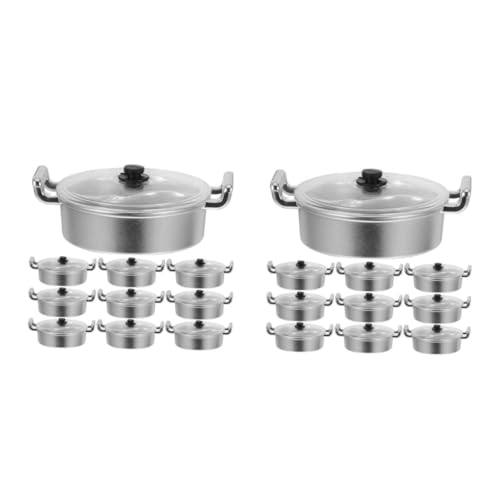 HANABASS 20 Stck. Teiliges Mini Hot Pot Spielset für Realistische Miniatur Kochtöpfe mit Deckel Kindersicheres Puppenhaus Zubehör Pädagogisches Kochspielzeug Leicht zu Reinigen von HANABASS