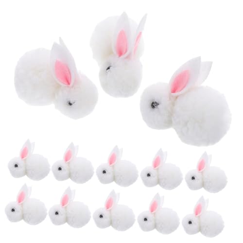 HANABASS 20 Stück Hase Stoffhase Kleine Hasen-anhänger Mini-filzhase Hase Aus Wollfilz Mini-Kaninchen Haarreifen-anhänger Tiere Miniaturen Kaninchen-anhänger Haarclip-anhänger Weiß Plüsch von HANABASS