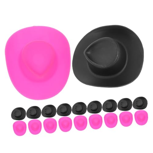 HANABASS 20 Stück Puppenhaus Dekorativer Hut Party Dolly Mini Cowgirl Winzig Für Klein Kuh Cowboy Entzückende Hüte Plastik Rosig von HANABASS