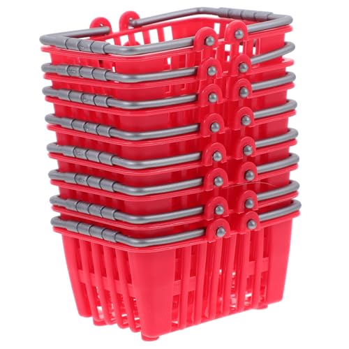 HANABASS 20 Stück Simulierte Einkaufskorbsspielzeug Kleiner Einkaufskorb Miniatur Mädchen Lebensmittelgeschäft Diverse Mini-einkaufskorb Winzig Mini Körbe Rot Plastik von HANABASS