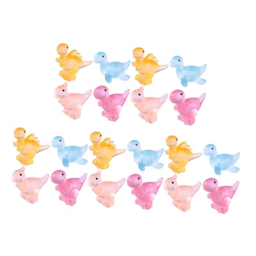 HANABASS 20 Stück Teiliges Mini Dinosaurier aus Resin Leuchtende Mikrolandschaft Figuren in Bunten Farben Detailreiche Kleine Dinosaurier Ornamente für Garten Bonsai und DIY Dekoration von HANABASS