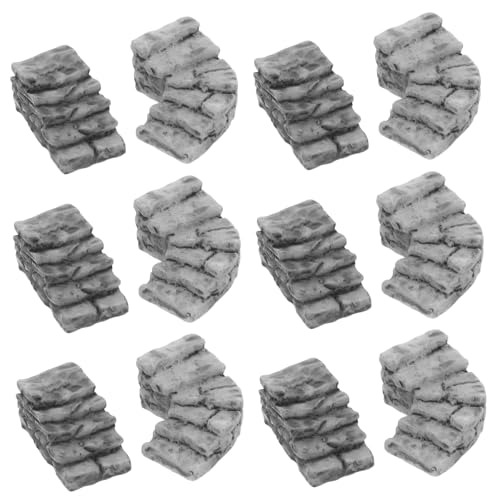 HANABASS 20 Stück Teiliges Miniatur Steintreppen Gerade und Gebogen Resin Treppen Ornament Realistische Puppenhaus Treppen Miniatur Deko Vielseitig für Feengarten Bonsai Landschaft DIY von HANABASS