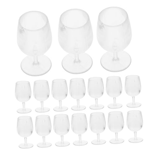 HANABASS 20 Stück Teiliges Miniatur Weingläser für Puppenhaus Hochwertige Kunststoff Mini Weinbecher mit Hohem Stiel Realistische Miniatur Goblets für DIY Puppenhaus Dekoration von HANABASS