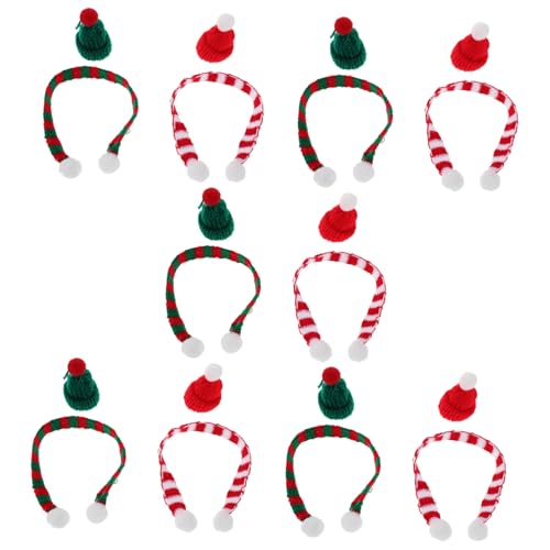 HANABASS 20 Stück Teiliges Set Mini Weihnachtsmützen und Schals Elastische DIY Puppenhaus und Flaschen Deko Langlebig Kompakt Vielseitig für Tisch und Weihnachtsbaumdekoration von HANABASS