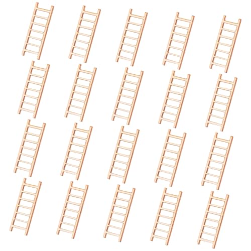 HANABASS 20Stücke Miniatur Holzleiter Mini Trittleiter Dekoration für Puppenhaus Mikro Landschaften für DIY Landschaftsdeko und Kreative Projekte von HANABASS