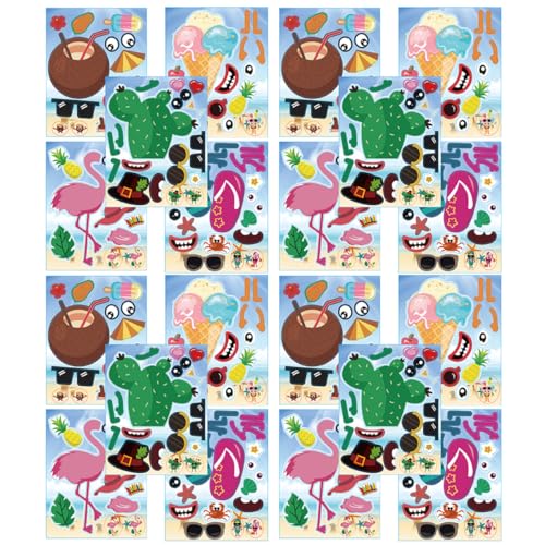 HANABASS 20Stücke Teiliges Hawaii Party Aufkleber Bunte Dekorative Sticker für Candy Bags und Mitgebsel Sommer Beach Deko mit Kokosnuss Eiscreme Kaktus Flamingo HANABASS 20Stücke Teiliges Hawaii Party Aufkleber Bunte Dekorative Sticker für Candy Bags und Mitgebsel Sommer Beach Deko mit Kokosnuss Eiscreme Kaktus Flamingo von HANABASS
