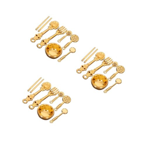 HANABASS 24 Stck. Teiliges Miniatur Puppengeschirr Set Detaillierte Miniatur Schalen Teller Besteck für Puppenhaus Dekoration Kompatibel mit Puppenhaus Figuren von HANABASS