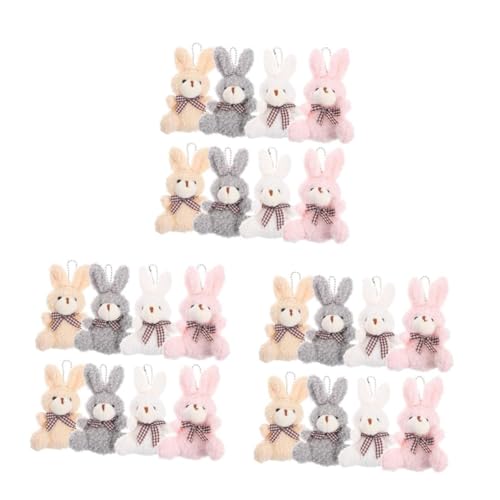 HANABASS 24 Stck. Teiliges Plüsch Kaninchen Schlüsselanhänger mit Schleife Weiche Mini Häschen in Farben Leichter Anhänger für Rucksack Osterdeko und Kuscheliges Bunny Accessoire von HANABASS
