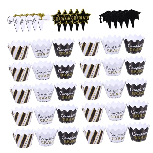HANABASS 24 Stück Papier Cake Toppers für Graduierung Dekorative Cupcake Picks und Tortenrand Torten Zubehör für Graduationsfeiern und Desserts HANABASS 24 Stück Papier Cake Toppers für Graduierung Dekorative Cupcake Picks und Tortenrand Torten Zubehör für Graduationsfeiern und Desserts von HANABASS