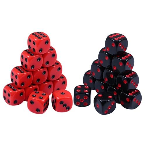 HANABASS 24 Stück Teiliges Acrylspielwürfel mit Klaren Zahlen Sechseitige Robuste Spielwürfel für Partyspiele Familienabende und Brettspiele Samtbeutel Leicht und Umweltfreundlich von HANABASS